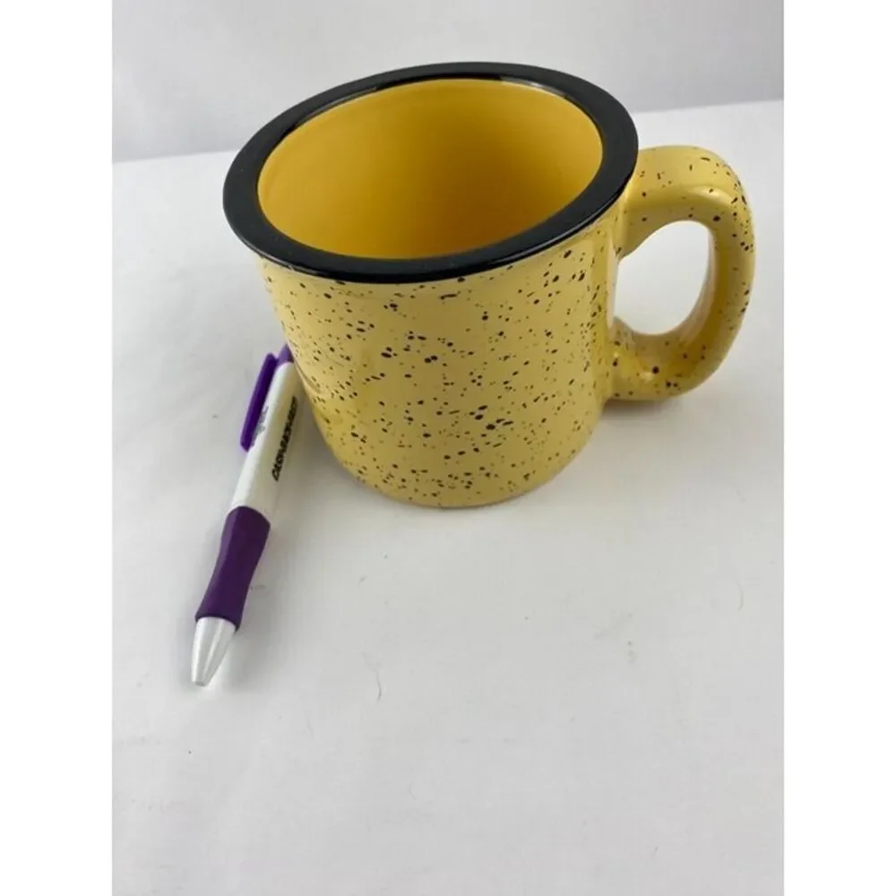 Yellow And Black Speckled Thick Chunky Coffee Tea Cup Mug 3.5in X 4in